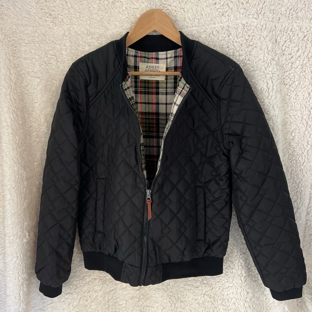 Quilted black bomber style coat, lightweight